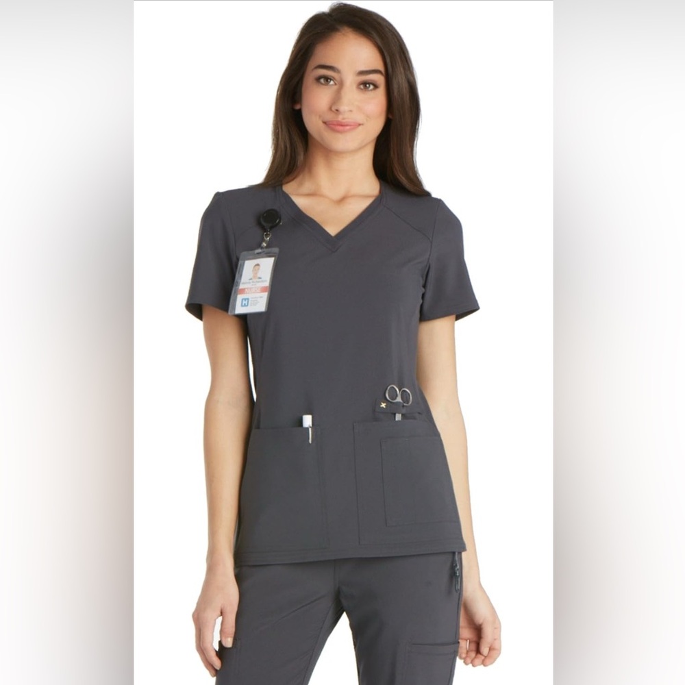 Cherokee iflex pewter size Medium (reg) scrub sets.